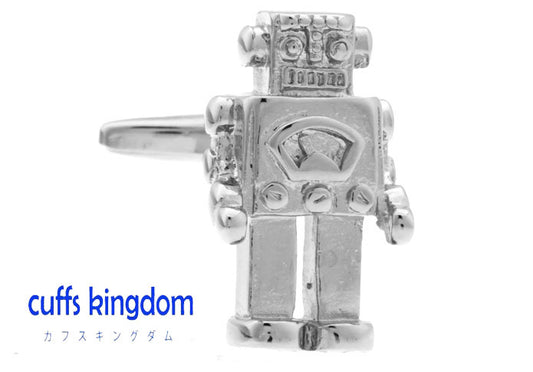 ブリキ-ロボット型-カフスボタン-ずっしり感-銀色-系-男女-カフリングス-営業マン-おしゃれ-かわいい-結婚式-カジュアル-シンプル-スーツ-人気-プレゼント-ギフト-入園式-入学式-成人式