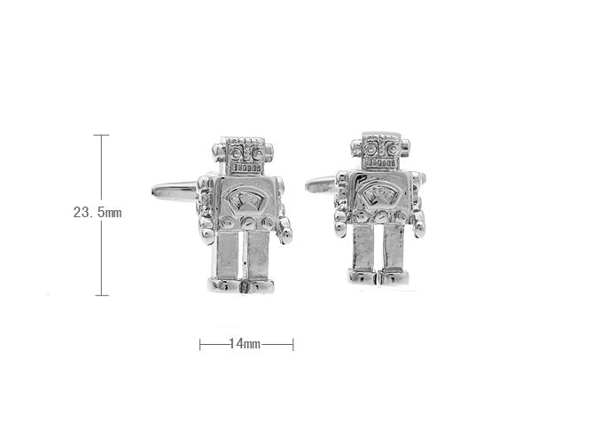 ブリキ-ロボット型-カフスボタン-ずっしり感-銀色-系-男女-カフリングス-営業マン-おしゃれ-かわいい-結婚式-カジュアル-シンプル-スーツ-人気-プレゼント-ギフト-入園式-入学式-成人式