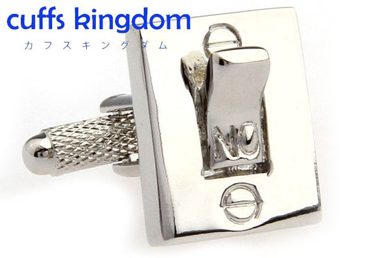 スイッチ-カフスボタン-銀色-系-男女-カフリングス-営業マン-おしゃれ-かわいい-ユニーク-結婚式-カジュアル-シンプル-スーツ-人気-プレゼント-ギフト-入園式-入学式-成人式