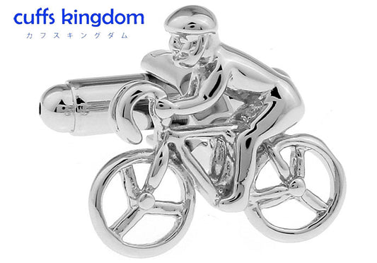 競輪-ロード-バイク-カフスボタン-銀色-系-男女-カフリングス-営業マン-おしゃれ-かわいい-結婚式-カジュアル-シンプル-スーツ-ユニーク-人気-プレゼント-ギフト-入園式-入学式-成人式