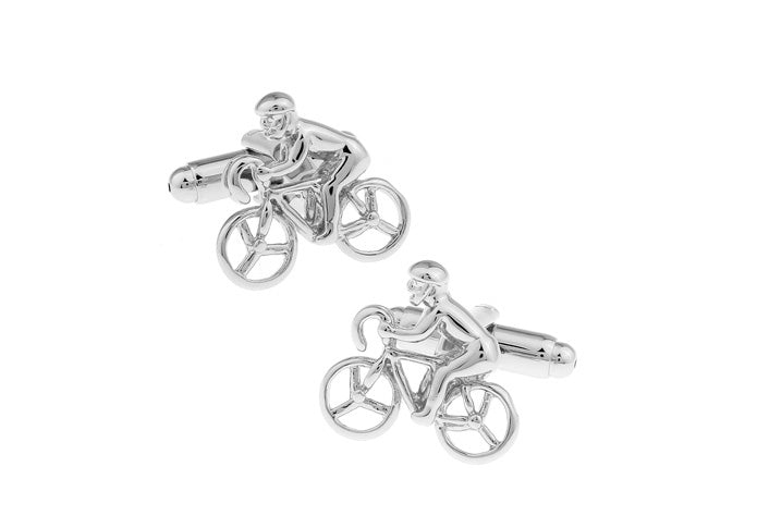 競輪-ロード-バイク-カフスボタン-銀色-系-男女-カフリングス-営業マン-おしゃれ-かわいい-結婚式-カジュアル-シンプル-スーツ-ユニーク-人気-プレゼント-ギフト-入園式-入学式-成人式