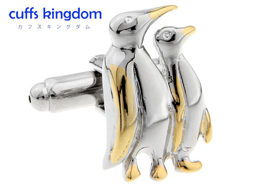 ペア-ペンギン-カフスボタン-銀色-系-男女-カフリングス-営業マン-おしゃれ-かわいい-結婚式-カジュアル-シンプル-スーツ-人気-プレゼント-動物-ギフト-入園式-入学式-成人式