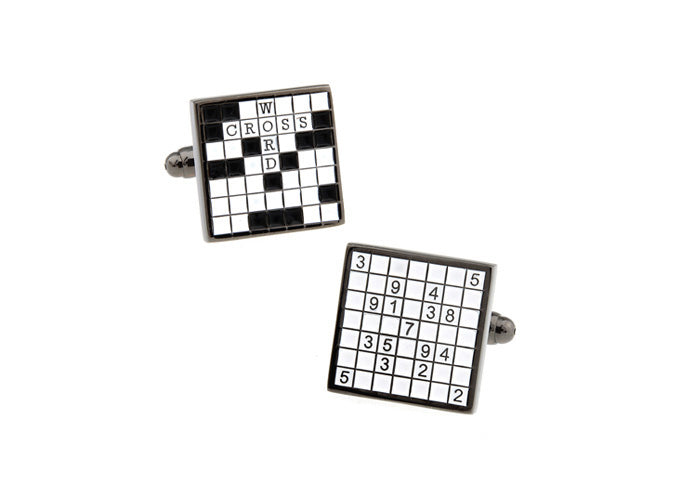 クロスワード-パズル-カフスボタン-ブラック-カフスボタン-黒系-ブラック-男女-カフリングス-営業マン-おしゃれ-かわいい-結婚式-ユニーク-カジュアル-シンプル-スーツ-人気-プレゼント-ギフト-入園式-入学式-成人式