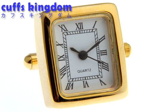 時計-機能付き-アナログ-時計-金-カフスボタン-ゴールド系-おしゃれ-男女-飾り-カフリングス-個性-プレゼント-カフス専門店