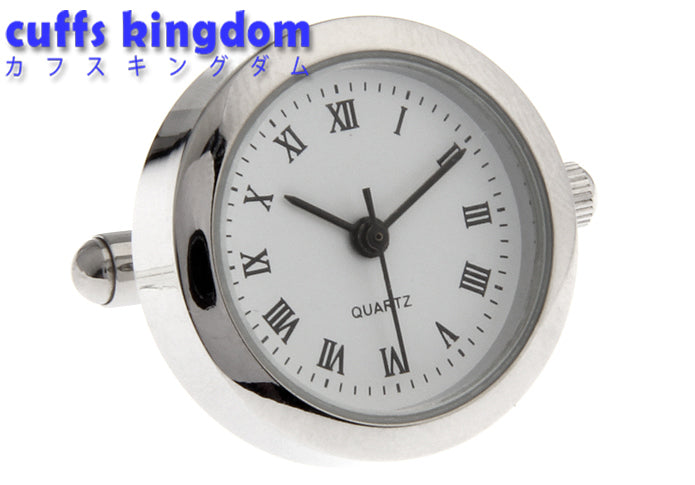 時計-機能付き-アナログ-時計-丸型-銀-カフスボタン-銀色-系-男女-カフリングス-営業マン-おしゃれ-かわいい-結婚式-カジュアル-シンプル-豪華-スーツ-人気-プレゼント-ギフト-入園式-入学式-成人式