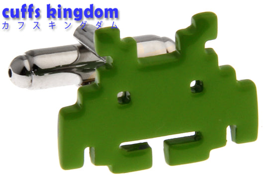 昔懐かしゲーム風カフスボタン-緑系-グリーン-男女-カフリングス-営業マン-おしゃれ-かわいい-結婚式-カジュアル-シンプル-ユニーク-スーツ-人気-プレゼント-ギフト-入園式-入学式-成人式
