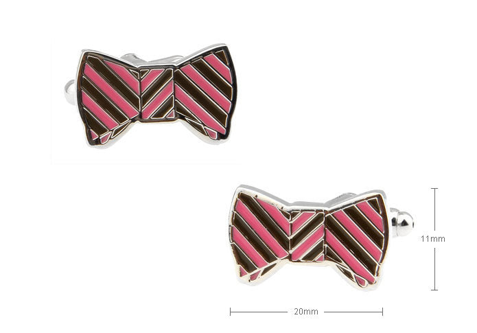 バレンタイン-カラー-お洒落-蝶ネクタイ-カフスボタン-ピンク-ｘ-茶-桃色-男女-カフリングス-キュート-リボン-かわいい-結婚式