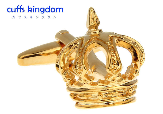 立体的-クラウン-金色-カフスボタン-ゴールド-系-おしゃれ-男女-カフリングス-王冠-個性-フォーマル-結婚式-プレゼント-カフス専門店