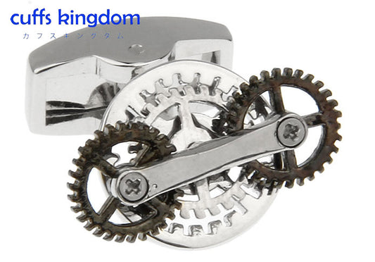 歯車-黒銀色-カフスボタン-銀色-系-男女-カフリングス-営業マン-おしゃれ-かわいい-結婚式-カジュアル-シンプル-スーツ-人気-プレゼント-ギフト-入園式-入学式-成人式