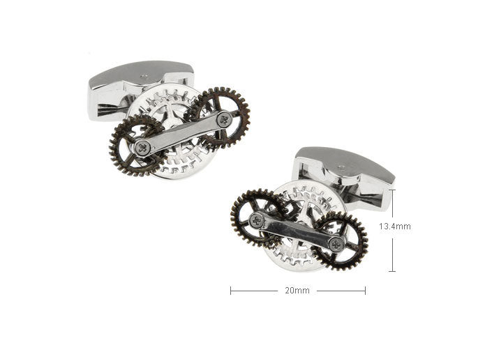 歯車-黒銀色-カフスボタン-銀色-系-男女-カフリングス-営業マン-おしゃれ-かわいい-結婚式-カジュアル-シンプル-スーツ-人気-プレゼント-ギフト-入園式-入学式-成人式