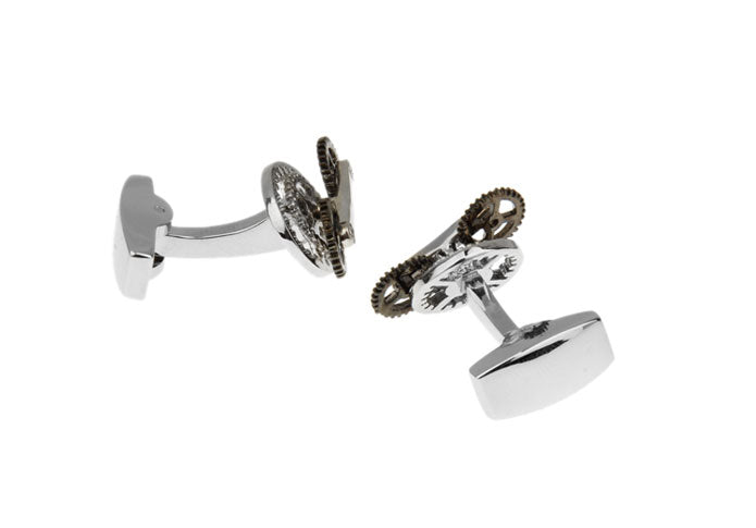 歯車-黒銀色-カフスボタン-銀色-系-男女-カフリングス-営業マン-おしゃれ-かわいい-結婚式-カジュアル-シンプル-スーツ-人気-プレゼント-ギフト-入園式-入学式-成人式