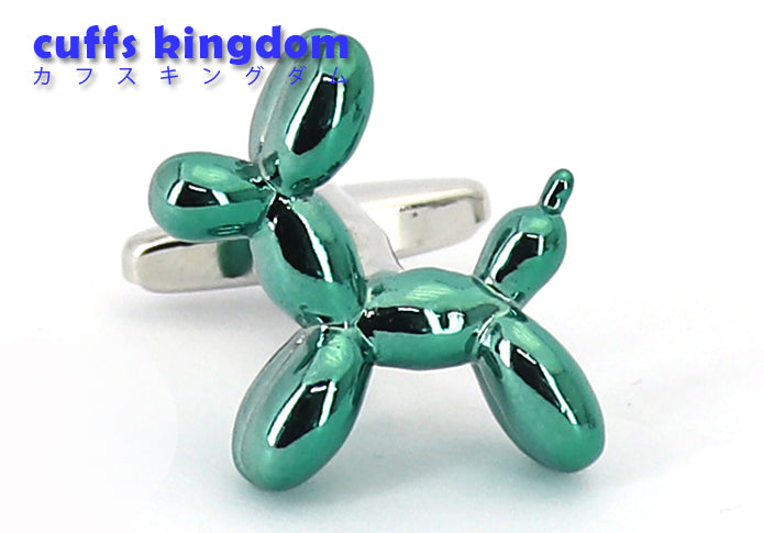 バルーンアート-犬-カフリングス-青緑-系-男女-カフリングス-営業マン-おしゃれ-かわいい-結婚式-カジュアル-ユニーク-スーツ-人気-プレゼント-ギフト-入園式-入学式-成人式