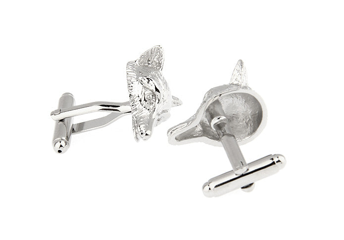 正面-フォックス-フェイス-カフスボタン-銀色-系-男女-カフリングス-営業マン-おしゃれ-かわいい-結婚式-カジュアル-シンプル-スーツ-人気-プレゼント-ギフト-入園式-入学式-成人式