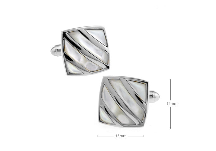 曲線-シェル-カフスボタン-白系-ホワイト-男女-カフリングス-営業マン-かわいい-結婚式-カジュアル-スーツ-人気-プレゼント-入園式-入学式-成人式