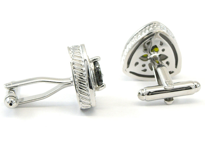 豪華-ジュエリー-シルバー-x-グリーンティー-カフスボタン-緑系-グリーン-男女-カフリングス-営業マン-おしゃれ-かわいい-結婚式-カジュアル-ゴージャス-スーツ-人気-プレゼント-ギフト-入園式-入学式-成人式