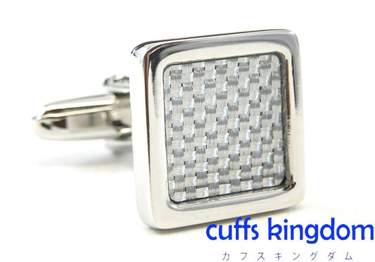 編み模様-カフスボタン-灰色-ダーク系-男性-カフリングス-クール系-スクエア-おしゃれ-プレゼント