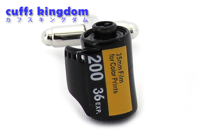 フィルム-塗装あり-黒-黄-カフスボタン-黒系-ブラック-男女-カフリングス-営業マン-おしゃれ-ユニーク-リアル-結婚式-カジュアル-シンプル-スーツ-人気-プレゼント-ギフト-入園式-入学式-成人式