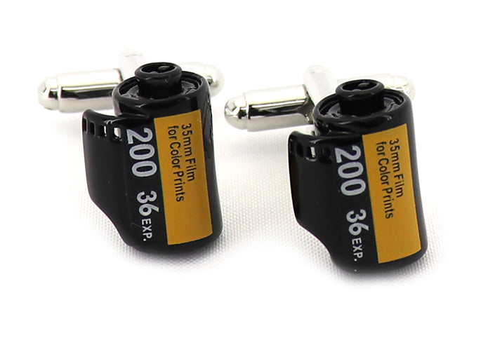 フィルム-塗装あり-黒-黄-カフスボタン-黒系-ブラック-男女-カフリングス-営業マン-おしゃれ-ユニーク-リアル-結婚式-カジュアル-シンプル-スーツ-人気-プレゼント-ギフト-入園式-入学式-成人式