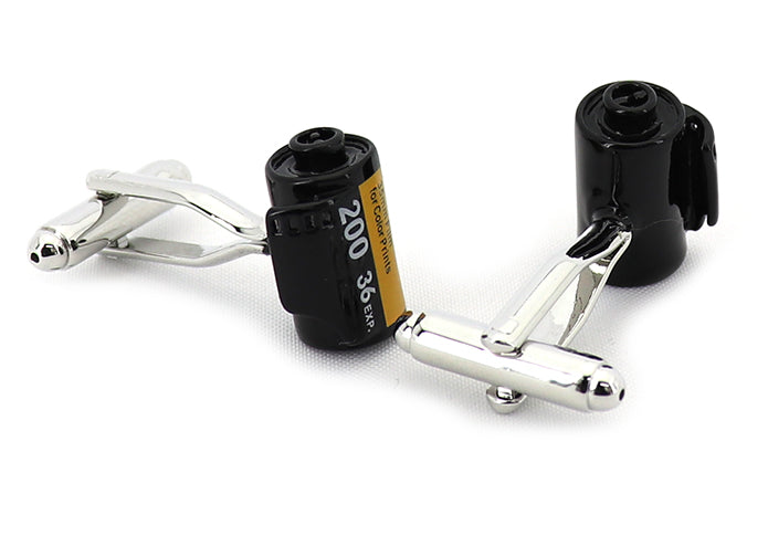 フィルム-塗装あり-黒-黄-カフスボタン-黒系-ブラック-男女-カフリングス-営業マン-おしゃれ-ユニーク-リアル-結婚式-カジュアル-シンプル-スーツ-人気-プレゼント-ギフト-入園式-入学式-成人式