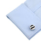 シェル-よこしま-ツートン-カフスボタン-白色-黒色-ダーク系-男女用-カフリングス-シェル-クール系-円系-お洒落-カフス専門店