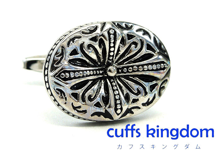 楕円-クロス-銀-黒-カフスボタン-黒系-ブラック-男女-カフリングス-営業マン-おしゃれ-かっこいい-結婚式-カジュアル-シンプル-スーツ-人気-プレゼント-ギフト-入園式-入学式-成人式