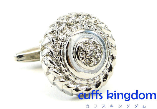 縄目-模様-サークル-銀-白-カフスボタン-白系-ホワイト-男女-カフリングス-豪華-かわいい-結婚式-営業マン-プレゼント