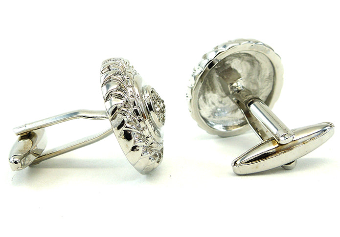 縄目-模様-サークル-銀-白-カフスボタン-白系-ホワイト-男女-カフリングス-豪華-かわいい-結婚式-営業マン-プレゼント