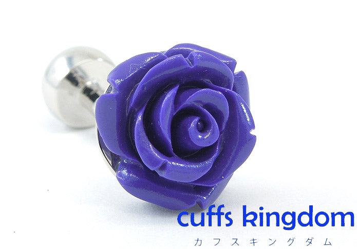 パープルローズ-銀-紫-カフスボタン-紫系-パープル-男女-カフリングス-営業マン-おしゃれ-かわいい-結婚式-カジュアル-シンプル-花-スーツ-人気-プレゼント-ギフト-入園式-入学式-成人式