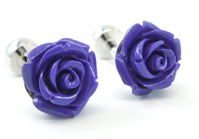 パープルローズ-銀-紫-カフスボタン-紫系-パープル-男女-カフリングス-営業マン-おしゃれ-かわいい-結婚式-カジュアル-シンプル-花-スーツ-人気-プレゼント-ギフト-入園式-入学式-成人式