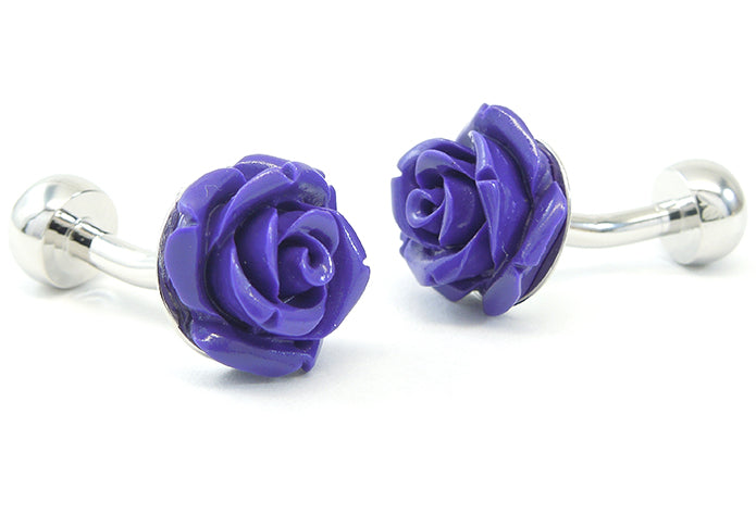 パープルローズ-銀-紫-カフスボタン-紫系-パープル-男女-カフリングス-営業マン-おしゃれ-かわいい-結婚式-カジュアル-シンプル-花-スーツ-人気-プレゼント-ギフト-入園式-入学式-成人式