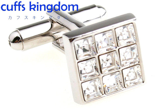 白-四角-タイル調-白色-カフスボタン-シルバー-男女-カフリングス-営業マン-おしゃれ-四角形-結婚式-スーツ-人気-プレゼント-エレガント-ギフト-入学式-成人式