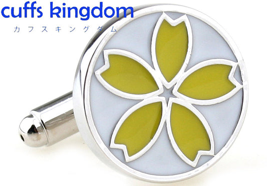 桜の花びら-ライムグリーン-カフスボタン-イエロー-男女-カフリングス-営業マン-おしゃれ-スーツ-人気-プレゼント-ギフト-カフス専門店