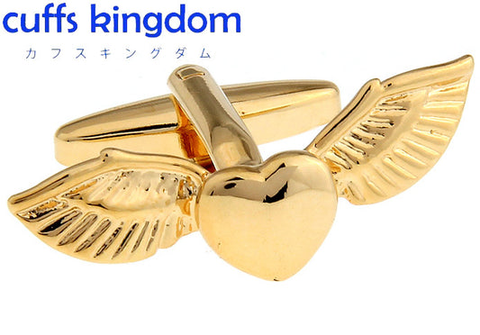 ゴールド-エンジェル-ハート-金系-カフスボタン-ゴールド-男女-カフリングス-おしゃれ-スーツ-人気-エレガント-プレゼント-ギフト-入学式-卒業式-成人式-結婚式