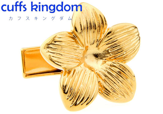 ハワイの花-プルメリア-ゴールド-金系-カフスボタン-ゴールド-男女-カフリングス-おしゃれ-エレガント-花-植物-人気-プレゼント-ギフト-結婚式-入学式-成人式-カフス専門店