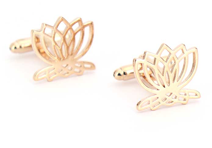 蓮の花-モチーフ-宗教-銅色-カフスボタン-brown-落ち着く-男女-カフリングス-プレゼント-人気-個性-おしゃれ-結婚式-カフス専門店