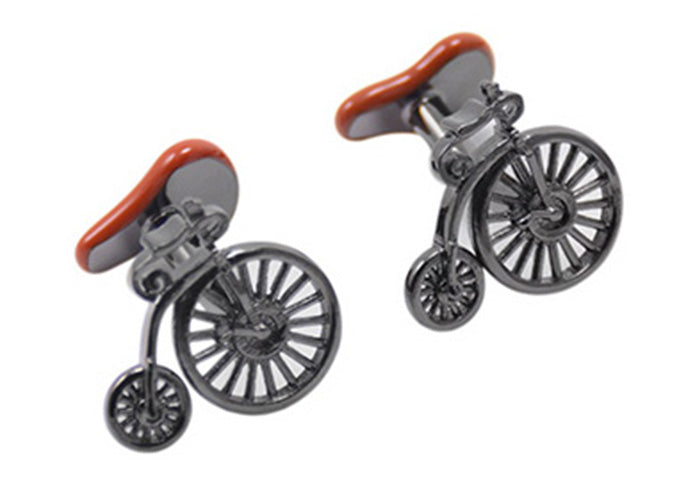自転車-サドル-おしゃれ-カフス-茶銀色-カフスボタン-ブラック-男女-スーツ-人気-ユニーク-プレゼント-おしゃれ-ギフト-カフス専門店