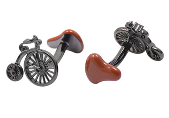自転車-サドル-おしゃれ-カフス-茶銀色-カフスボタン-ブラック-男女-スーツ-人気-ユニーク-プレゼント-おしゃれ-ギフト-カフス専門店