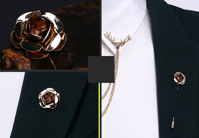 薔薇-の-スーツ-アクセ-金色-ラペルピン-おしゃれ-かわいい-プレゼント-高級感-メンズ-お礼-ギフト-アクセサリ