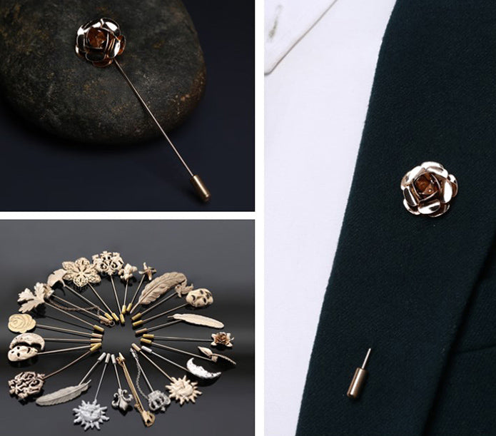 薔薇-の-スーツ-アクセ-金色-ラペルピン-おしゃれ-かわいい-プレゼント-高級感-メンズ-お礼-ギフト-アクセサリ