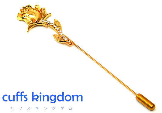 薔薇-モチーフ-きらきら-スーツ-アクセ-金色-ラペルピン-おしゃれ-かわいい-プレゼント-高級感-メンズ-お礼-ギフト-アクセサリ