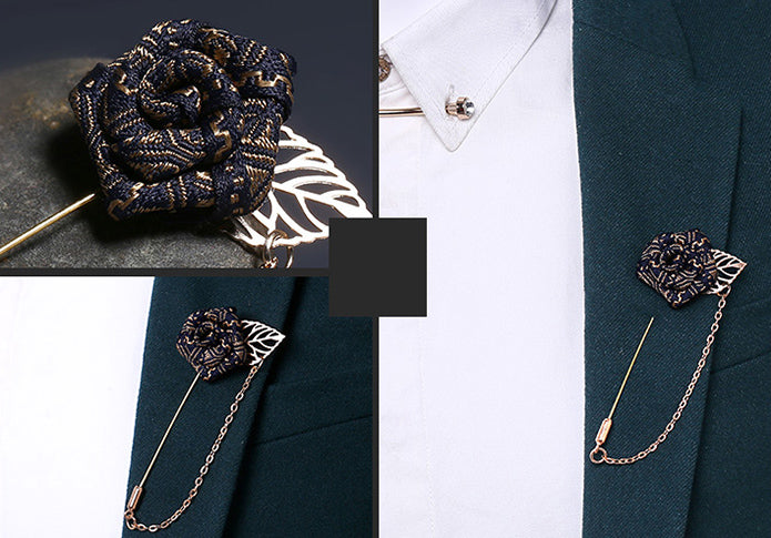 薔薇-モチーフ-きらきら-スーツアクセ-金色-ラペルピン-おしゃれ-かわいい-プレゼント-高級感-メンズ-お礼-ギフト-アクセサリ
