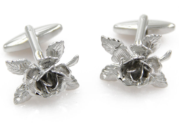 薔薇の花-銀色-カフスボタン-シルバー-男女-カフリングス-スーツ-人気-プレゼント-ギフト-花-植物-カフス専門店