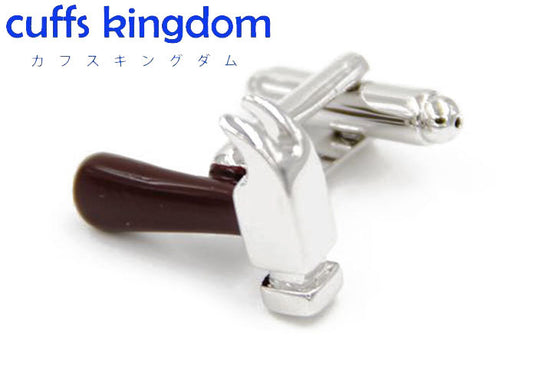 ハンマー-とんかち-色付き-銀-こげ茶-色-カフスボタン-シルバー-男女-カフリングス-スーツ-プレゼント-ギフト-趣味-仕事-人気-カフス専門店