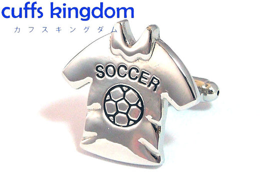 サッカー-tシャツ-銀色-カフスボタン-シルバー-男女-カフリングス-スーツ-プレゼント-ギフト-ユニーク-スポーツ-趣味-人気-カフス専門店