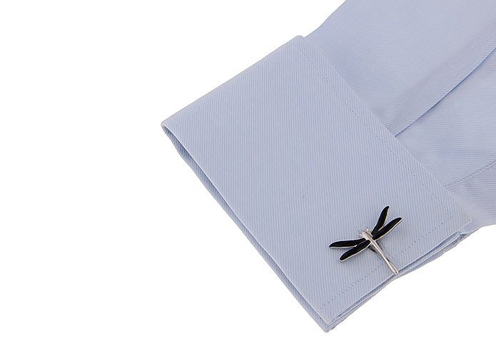 美しい-トンボ-モチーフ-銀-黒-色-カフスボタン-ブラック-男-カフリングス-昆虫-人気-プレゼント-おしゃれ-ユニーク-結婚式-カフス専門店