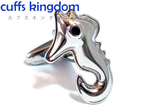 タツノオトシゴ-モチーフ-銀色-カフスボタン-シルバー-ユニーク-キュート-男-カフリングス-プレゼント-おしゃれ-人気-個性-カフス専門店