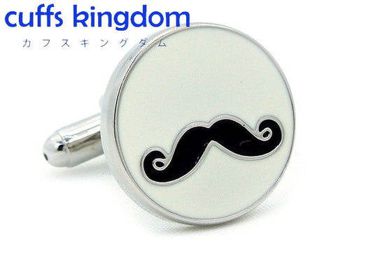 ワンポイント-ひげ-が-可愛い-カフス-色-白-カフスボタン-ホワイト-おしゃれ-男女-カフリングス-かわいい-飽きがこない-好み-プレゼント-大人気-成人式-結婚式-カフス専門店