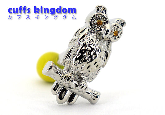 月とフクロウ-カフリングス-色-銀色-カフスボタン-シルバー-男女-営業マン-鳥-おしゃれ-結婚式-スーツ-人気-カフリングス-プレゼント-ギフト-入園式-入学式-成人式