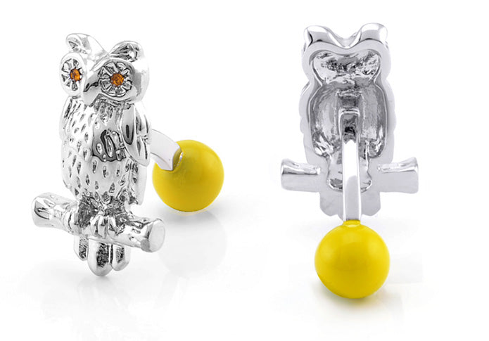 月とフクロウ-カフリングス-色-銀色-カフスボタン-シルバー-男女-営業マン-鳥-おしゃれ-結婚式-スーツ-人気-カフリングス-プレゼント-ギフト-入園式-入学式-成人式