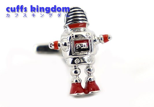 ロボット-宇宙服-カフリングス-色-銀-赤色-カフスボタン-レッド-おもしろ系-男女-営業マン-結婚式-スーツ-人気-カフリングス-プレゼント-ギフト-入園式-入学式-成人式